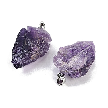 Raw Rough Natural Amethyst Pendants(G-G162-01P-02)-2