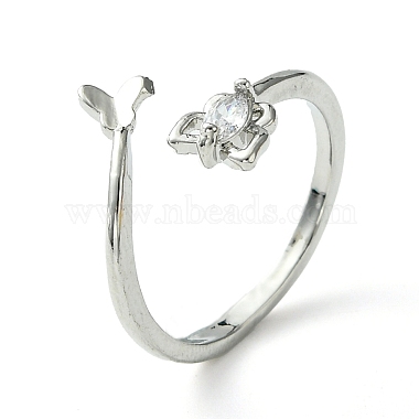 Clear Butterfly Brass+Cubic Zirconia Finger Rings