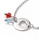 304 bracelet à maillons coeur en acier inoxydable avec breloques en perles de verre pour femme(STAS-E154-06P)-3