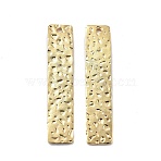 201 Stainless Steel Pendants, Rectangle Charm, Textured, Real 18K Gold Plated, 42.5x8.5x1mm, Hole: 1.4mm(STAS-S158-03G)