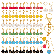Elite 6 Sets 6 Colors Alloy Enamel Pendants Decoration, Lobster Claw Clasps Charms, Clip-on Charms, for Keychain, Purse, Backpack Ornament, Flat Round with Twelve Constellation Pattern, Mixed Color, 28mm, 1 set/color(HJEW-PH0001-66)
