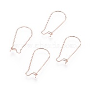 304 Stainless Steel Hoop Earring Findings, Kidney Ear Wire, Rose Gold, 25x12x0.7mm, 21 Gauge(STAS-P223-01RG-03)