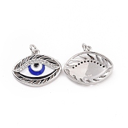 Brass Micro Pave Cubic Zirconia Pendants, with Enamel Evil Eye and Jump Ring, Platinum, 19x23x4mm, Hole: 3mm(KK-A181-VB777-1)