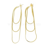 Brass Snake Chains Tassel Dangle Stud Earrings for Women, Cadmium Free & Nickel Free & Lead Free, Real 18K Gold Plated, 84mm, Pin: 0.8mm(EJEW-H092-11G)