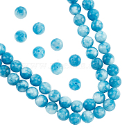 Natural Blue Quartz Beads Strands, Imitation Amazonite, Round, Dyed, 8~9mm, Hole: 1mm, about 45~47pcs/strand, 14.57~14.96 inch(37~38cm), 2 strands/box(G-NB0003-70)