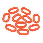 Opaque Acrylic Linking Rings, Quick Link Connectors, For Jewelry Cable Chains Making, Oval, Orange Red, 27x16x4mm, Inner Diameter: 19x8mm, about 93pcs/95g(OACR-S038-004B-B03)