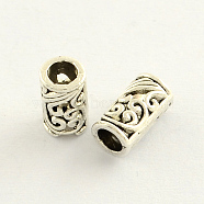 Tibetan Style Zinc Alloy Hollow Column Beads, Antique Silver, 9x5mm, Hole: 3mm, about 2128pcs/1000g(TIBEB-R061-059)