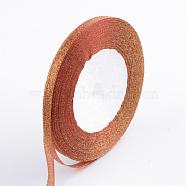 Glitter Metallic Ribbon, Sparkle Ribbon, with Gold Metallic Cords, Valentine's Day Gifts Boxes Packages, Red, 1/4 inch(6mm), about 33yards/roll(30.1752m/roll), 10rolls/group(RSC6mmY-001)