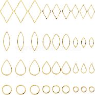 120Pcs 12 Style Brass Linking Rings, Long-Lasting Plated, Cadmium Free & Lead Free, Rhombus & Horse Eye & Teardrop & Round Ring, Real 24K Gold Plated, 10pcs/style(KK-FH0002-93)