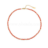 Natural Dyed Jade Beaded Necklaces for Women, Red, 14.96 inch(38cm)(KN2634-2)