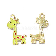 Alloy Enamel Pendants, Giraffe Charms, Golden, Yellow, 27x17x1mm, Hole: 2mm(ENAM-B050-13G-01)