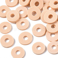 Handmade Polymer Clay Beads, Disc/Flat Round, Heishi Beads, PeachPuff, 6x1mm, Hole: 2mm, about 23500pcs/1000g(CLAY-R067-6.0mm-B47)