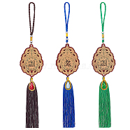 CHGCRAFT 3Pcs 3 Colors Polyester Tassel Pendant Decorations, with Wooden Links and Alloy Resin Pendants, Teardrop, Mixed Color, 372~390mm, 1pc/color(HJEW-CA0001-14)