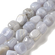 Natural Blue Lace Agate Beads Strands, Nuggets, Tumbled Stone, 7~15x6~10x5.5~8mm, Hole: 1mm, about 47~49pcs/strand, 15.55~15.94''(39.5~40.5cm)(G-NH0017-B05-01)