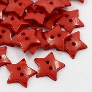 Acrylic Sewing Buttons, Plastic Buttons, 2-Hole, Dyed, Star, Dark Red, 16x2mm, Hole: 1mm(BUTT-E070-B-07)