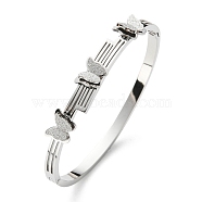 304 Stainless Steel Butterfly Hinged Bangle for Women, Stainless Steel Color, Inner Diameter: 1-7/8x2-3/8 inch(4.8~5.9cm)(BJEW-D055-05P)