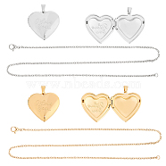 Unicraftale DIY Valentine's Day Themed Pendant Necklaces Making Kits, Including 304 Stainless Steel Locket Pendants & Necklace Making, Golden & Stainless Steel Color, Necklace Making: 17.72 inch(450mm), 2 colors, 1pc/color, 2pcs/box(DIY-UN0002-06)