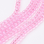 1 Strand Transparent Crackle Glass Round Beads Strands, Hot Pink, 4mm, Hole: 1.1~1.3mm, about 200pcs/strand, 31.4 inch(X-CCG-Q001-4mm-02)