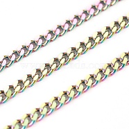 Ion Plating(IP) 304 Stainless Steel Curb Chains, Unwelded, with Spool, Rainbow Color, 3x2x1mm, about 32.8 Feet(10m)/roll(STAS-F217-03)