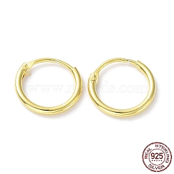 925 Sterling Silver Huggie Hoop Earrings, with S925 Stamp, Real 18K Gold Plated, 9.5x1x10mm(EJEW-K258-02A-G)