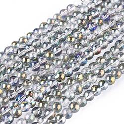 Full Rainbow Plated Round Electroplated Glass Beads Strands, Flamingo, 8mm, Hole: 1mm, about 51pcs/strand, 15.4 inch.(EGLA-I002-8mm-01)