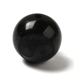 Natural Obsidian Round Beads, Yin-yang, 8.5x8mm, Hole: 1mm(G-M406-01A)