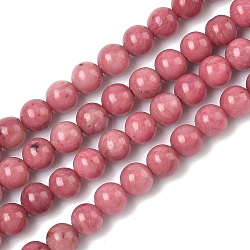 Natural Rhodonite Round Bead Strands, 4~5mm, Hole: 1mm, about 86~90pcs/strand, 15.5 inch(G-G735-09-4mm)