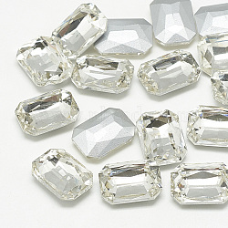 Pointed Back Glass Rhinestone Cabochons, Faceted, Rectangle Octagon, Crystal, 8x6x3mm(RGLA-T079-6x8mm-01)