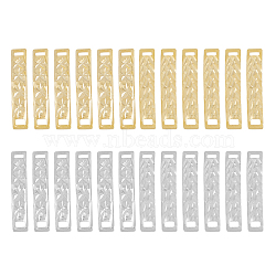 24Pcs 6 Colors Brass Connector Charms, Cadmium Free & Lead Free, Curved Rectangle Links, Mixed Color, 6x34.5x0.7mm, Hole: 4x2mm, 4pcs/color(KK-DC0003-57)