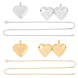 Unicraftale DIY Valentine's Day Themed Pendant Necklaces Making Kits, Including 304 Stainless Steel Locket Pendants & Necklace Making, Golden & Stainless Steel Color, Necklace Making: 17.72 inch(450mm), 2 colors, 1pc/color, 2pcs/box(DIY-UN0002-06)