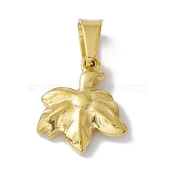 Vacuum Plating 304 Stainless Steel Pendants, Leaf, Golden, 16x14x3mm, Hole: 5.5x4mm(STAS-A062-24G)