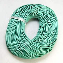 Cowhide Leather Cord, Leather Jewelry Cord, Jewelry DIY Making Material, Round, Dyed, Light Cyan, 2mm(WL-2MM-A22)
