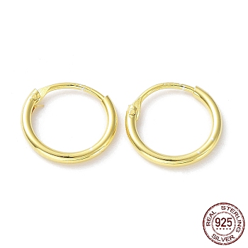 925 Sterling Silver Huggie Hoop Earrings, with S925 Stamp, Real 18K Gold Plated, 9.5x1x10mm
