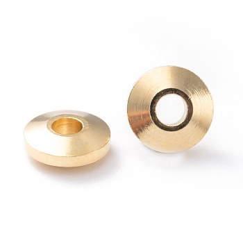 Brass Spacer Beads, Long-Lasting Plated, Flat Round, Real 24K Gold Plated, 5x2mm, Hole: 1.5mm