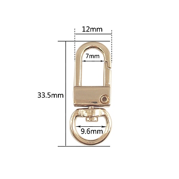 Alloy Swivel Clasps, for Bag Making, Golden, 33.5x12mm, Hole: 9.6mm
