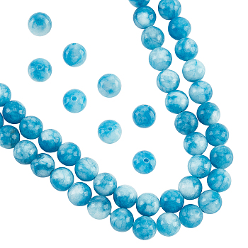 Natural Blue Quartz Beads Strands, Imitation Amazonite, Round, Dyed, 8~9mm, Hole: 1mm, about 45~47pcs/strand, 14.57~14.96 inch(37~38cm), 2 strands/box