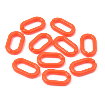Opaque Acrylic Linking Rings, Quick Link Connectors, For Jewelry Cable Chains Making, Oval, Orange Red, 27x16x4mm, Inner Diameter: 19x8mm, about 93pcs/95g