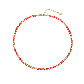 Natural Dyed Jade Beaded Necklaces for Women, Red, 14.96 inch(38cm)