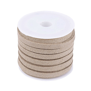 Faux Suede Cord, Faux Suede Lace, Dark Khaki, 4x1.5mm, about 5.46 yards(5m)/roll