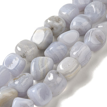 Natural Blue Lace Agate Beads Strands, Nuggets, Tumbled Stone, 7~15x6~10x5.5~8mm, Hole: 1mm, about 47~49pcs/strand, 15.55~15.94''(39.5~40.5cm)