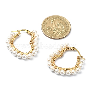 Shell Pearl Beaded Heart Hoop Earrings(EJEW-TA00248)-3