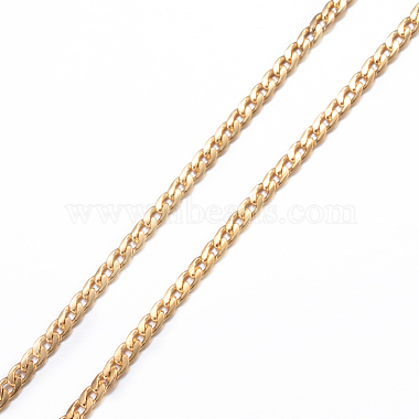 Ion Plating(IP) 304 Stainless Steel Curb Chain Necklaces(NJEW-K099-04G)-3