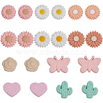 20Pcs 10 Styles Silicone Focal Beads, Mixed Color, 20~25x20~30x8~12.5mm, Hole: 2~3mm, 3pcs/style(SIL-SP0001-18B)