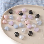 Gradient Color Transparent Acrylic Beads, Heart, with Glitter Powder, Mixed Color, 18.8x22.3x15.6mm, Hole: 3mm(OACR-I015-53)