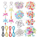 DIY Keychain Making Kits, including Zinc Alloy Lobster Claw Clasps, Acrylic Bead and Waxed Polyester Cord, Mixed Color, 26x22mm, Hole: 2.5mm(DIY-CA0007-34)