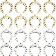 CHGCRAFT 16Pcs 2 Colors 201 Stainless Steel Pendants, Laser Cut, Horseshoes with Word KAAH HXYT, Golden & Stainless Steel Color, 17x15.5x1mm, Hole: 1.4mm, 8pcs/color(STAS-CA0001-52)