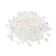 Electroplate Glass Beads, Bicone, Rainbow Plated, Clear, 3x3x3mm, Hole: 1mm(GGLA-Z004-03A)