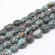Natural Larimar Beads Strands, Grade B, Oval, 8~15x7~12x4~12mm, Hole: 1mm, about 30~45pcs/strand, 15.7 inch(G-R445-8x10-14)