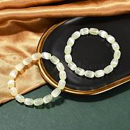 Dyed Natural Selenite Column Beaded Stretch Bracelets for Women, Light Yellow, 3/8x1/2 inch(0.85x1.25cm), Inner Diameter: 2-1/4 inch(5.6cm)(BJEW-I312-05C)