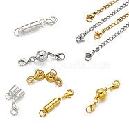 DIY Jewelry, 304 Stainless Steel End Chain and Brass Magnetic Clasps, Round & Column, Mixed Color, End Chain: 50~150x6.5mm, 8strands/set, Magnetic Clasps: 38.5x6mm,  15x10mm(DIY-TA0002-09)